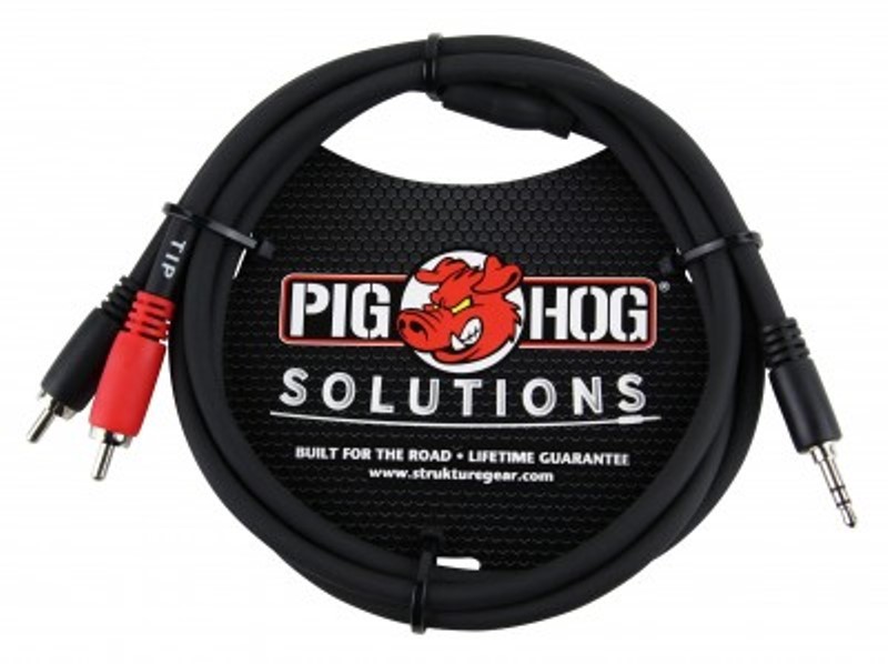 Pig Hog Solutions - 6ft Stereo Breakout Cable, 3.5mm to Dual RCA, PB-S3R06