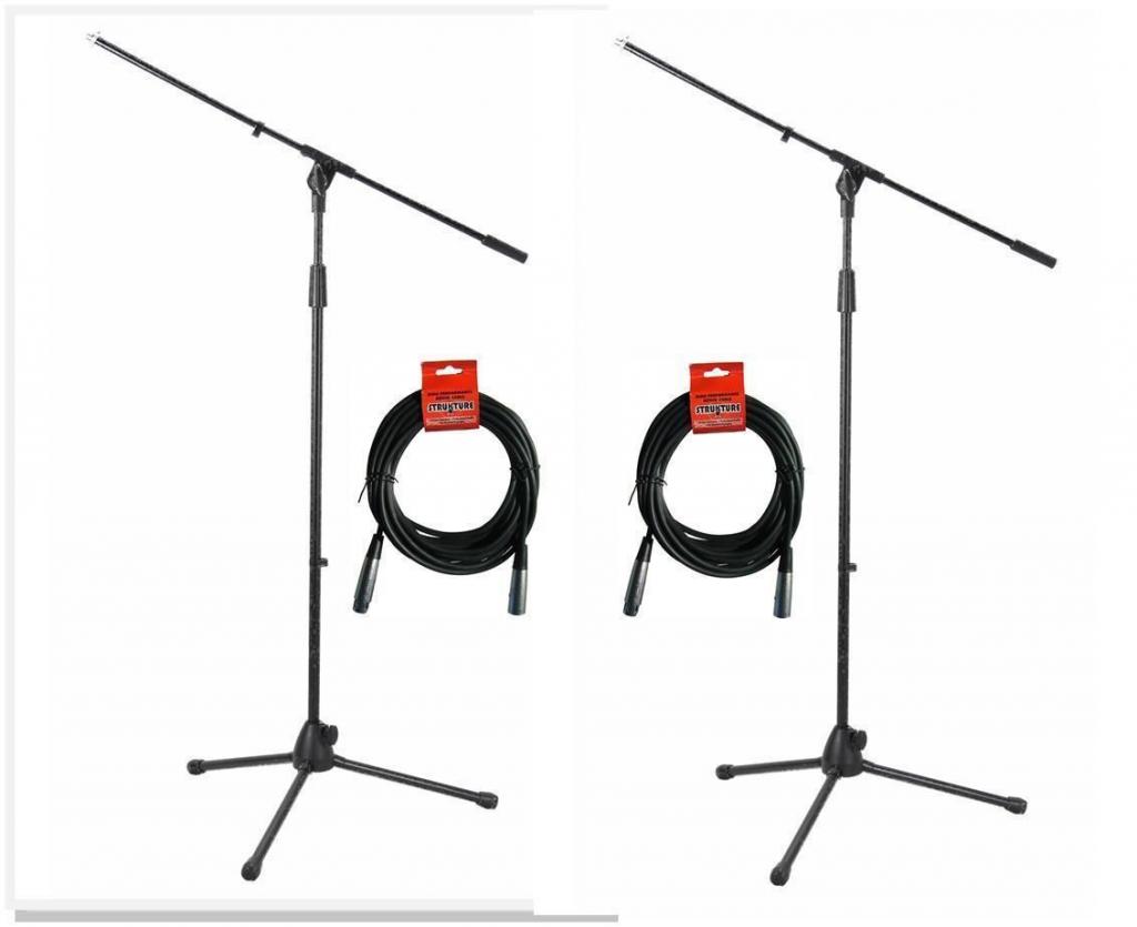 Strukture Microphone Boom Stands, 2 stands & 2 20' XLR Cables