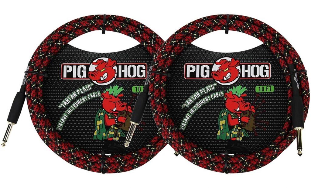2 Pack Pig Hog Instrument Cable 10 ft. Tartan Plaid, PCH10PL-2