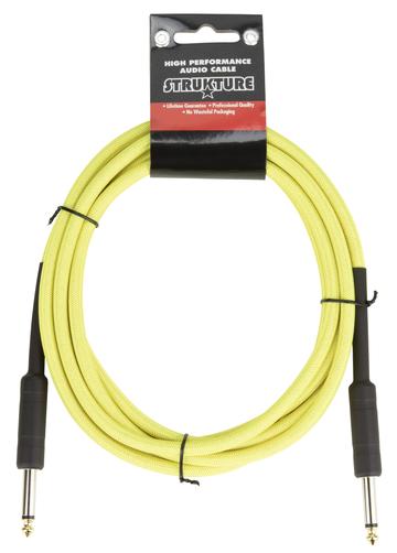 10 ft Hi-Viz Neon Yellow Woven Guitar Instrument Cable Patch Cord 1/4