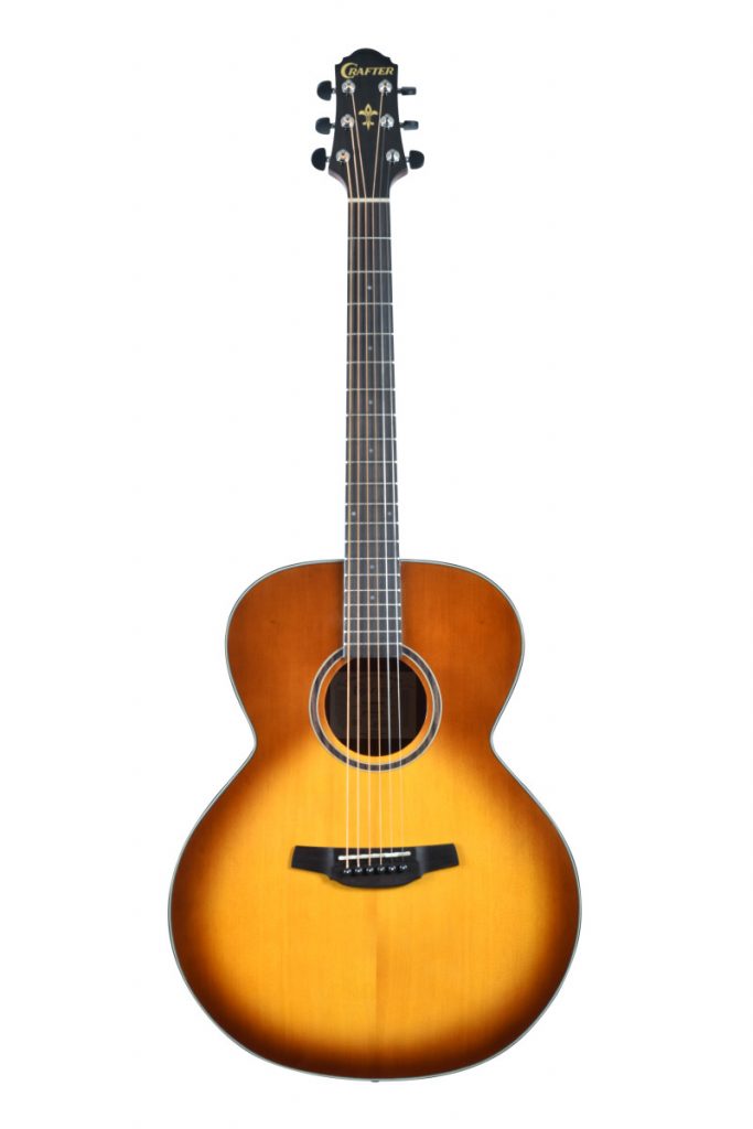 Crafter Silver Series 250 Jumbo  Acoustic Guitar, Brown Sunburst, HJ250-BRS