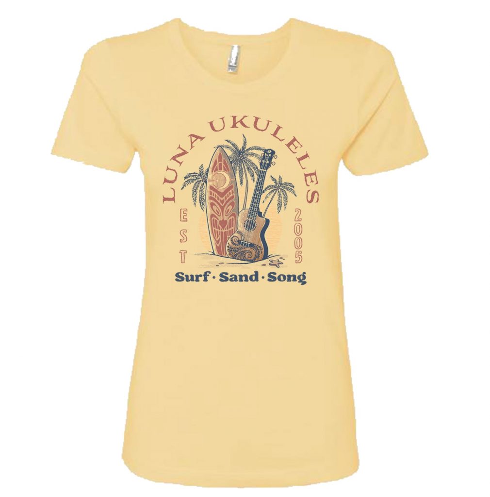 Luna Ladies Ukulele Banana Yellow T-Shirt, Medium
