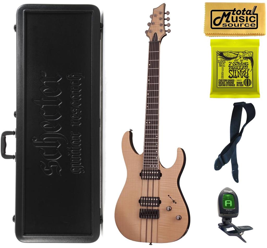 Schecter BANSHEE ELITE-7 Gloss Natural 7-String Solid-Body Electric Guitar, Case Bundle,  1252 CASE PK