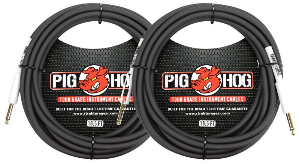 2 Pack Pig Hog 8mm Tour Grade Instrument Cable 18.6 FT, PH186-2