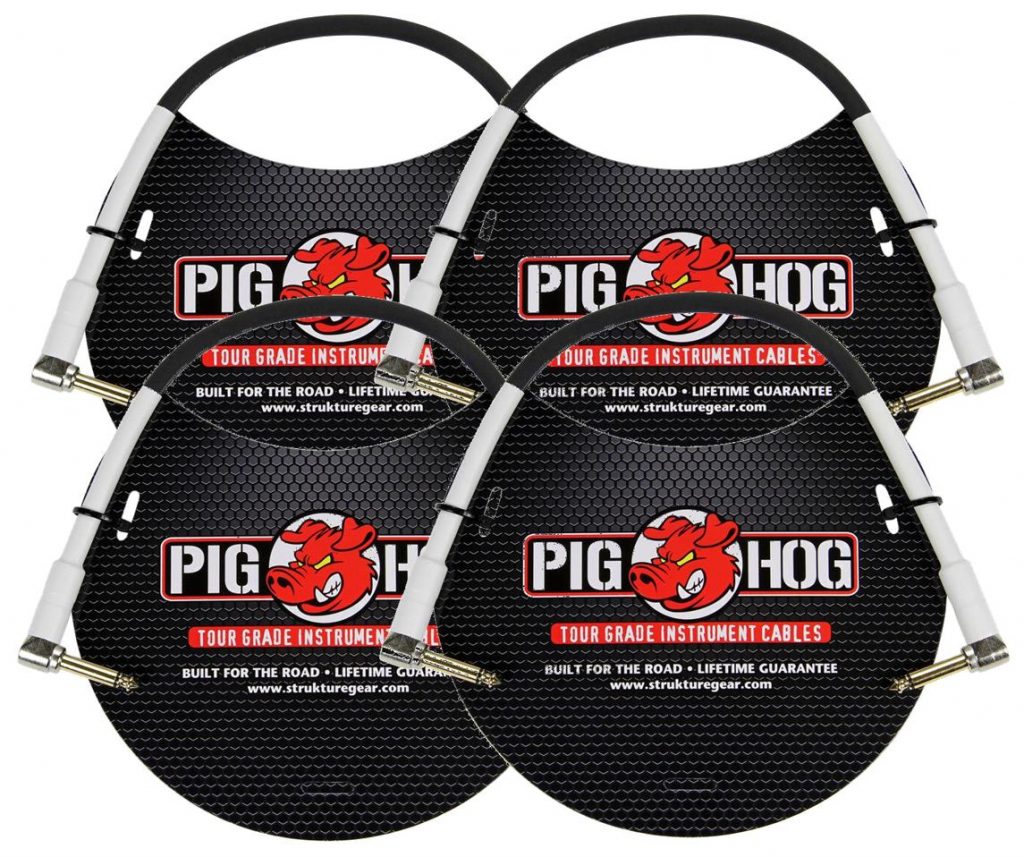 4 Pack PigHog 12' Pedal Jumper Instrument Cable, PH1RR-4