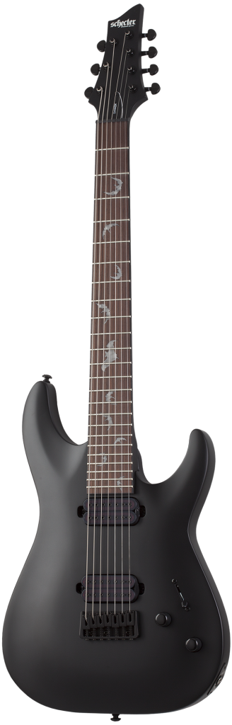Schecter Damien 7 Electric Guitar, Rosewood Fretboard, Satin Black, 2472
