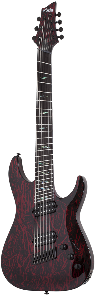 Schecter 1477 C-7 Multi Scale Silver Mountain Guitar, Ebony Fretboard, Blood Moon