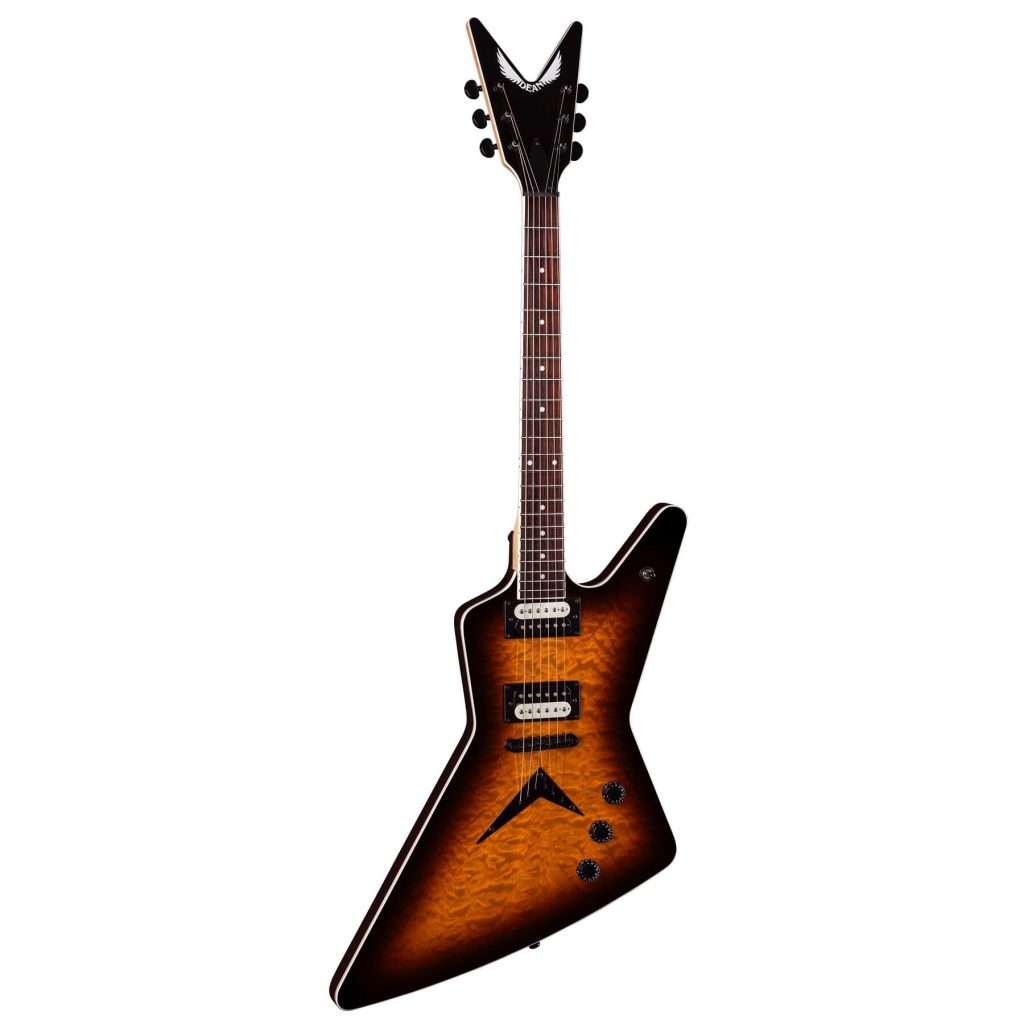 Dean Guitars 6 String ZX Quilt Maple Electric Guitar, Trans Brazilia, Right, ZX QM TBZ