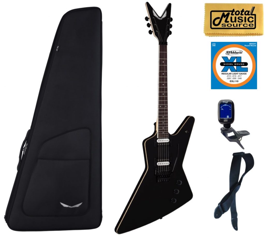Dean Guitars 6 String ZX Floyd Electric Guitar, Black Satin, Bag Bundle