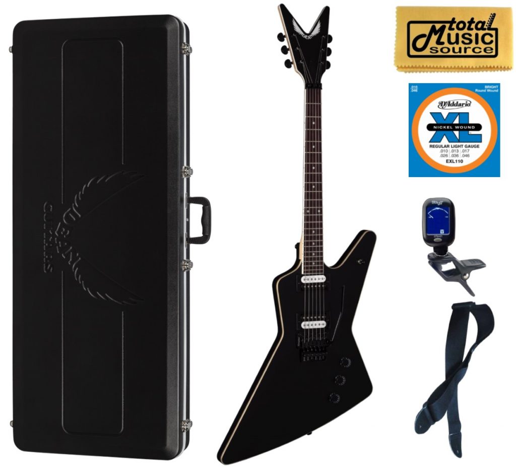 Dean Guitars 6 String ZX Floyd Electric Guitar, Black Satin, ABS Case Bundle