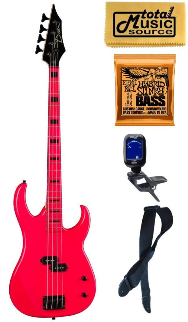 Dean Custom Zone Bass Florescent Pink, CZONE BASS FLP, Bundle