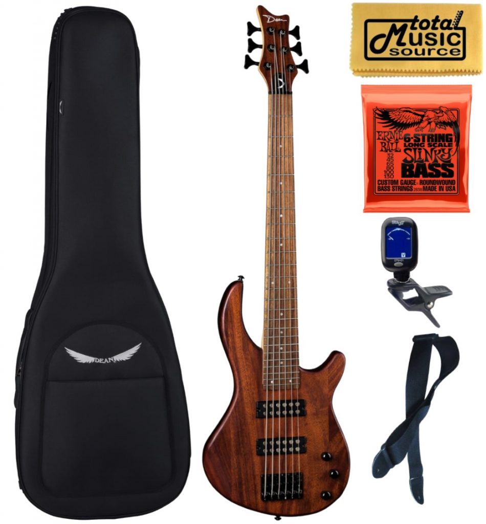 Dean E1 6 VM 6-String Bass Guitar, Vintage Mahogany, Bag Bundle