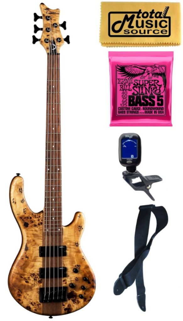 Dean Edge Select 5-String Bass, Burled Poplar, E5 SEL BRL, Bundle