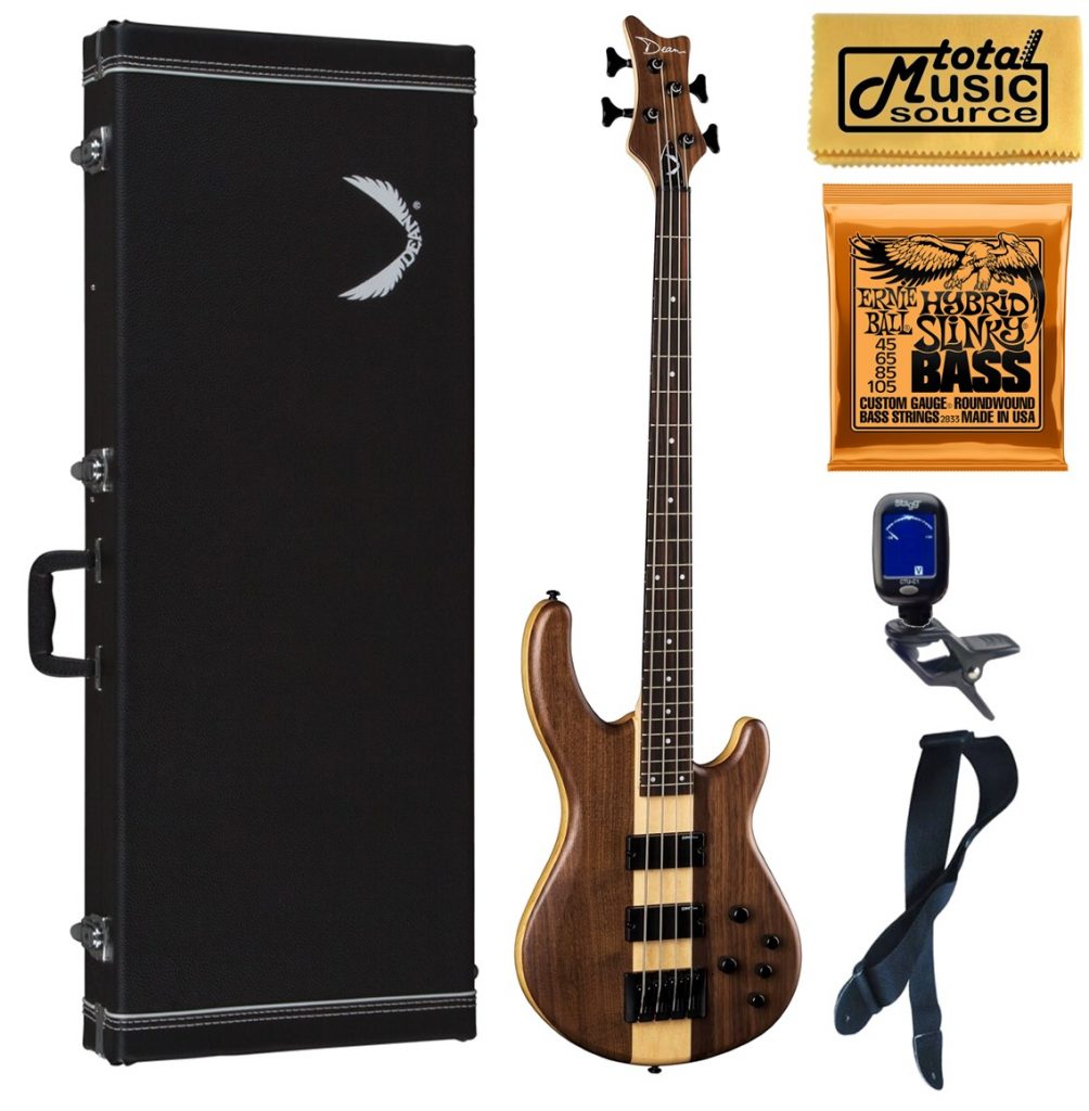 Dean Edge Select Pro 4-String Bass, Walnut Satin Natural, Hard Case Bundle