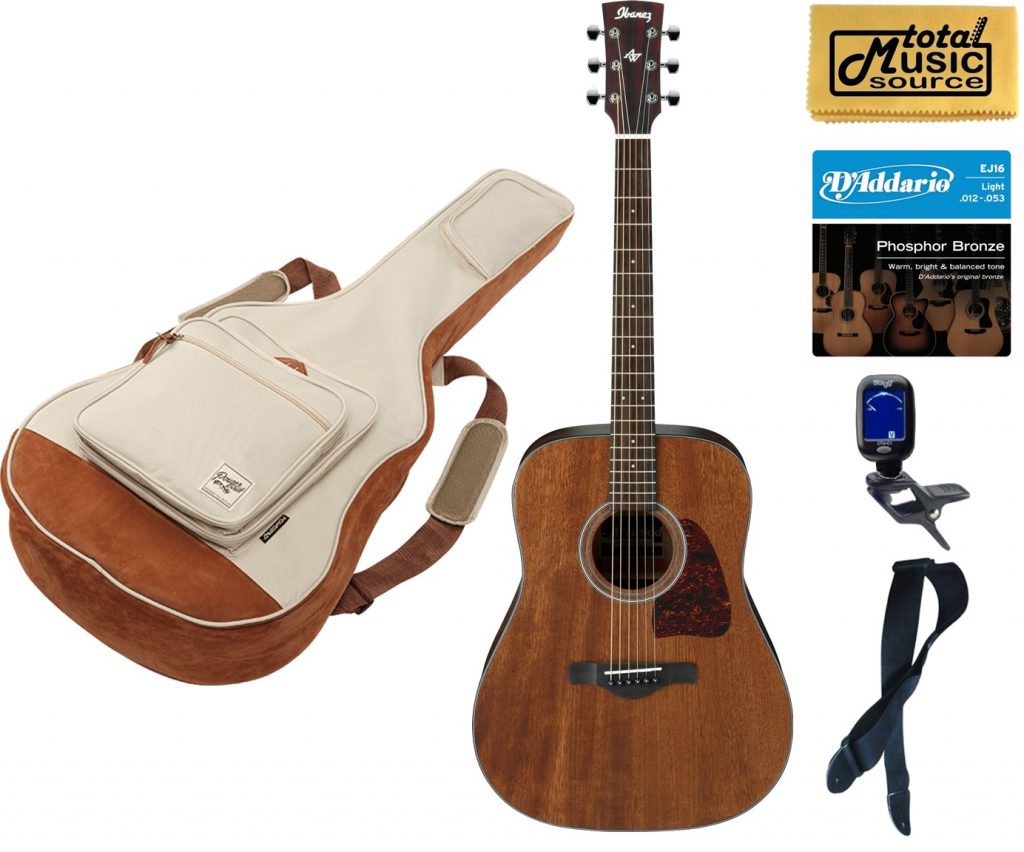 Ibanez AW54OPN Artwood Dreadnought Acoustic Guitar - Beige Bag Bundle