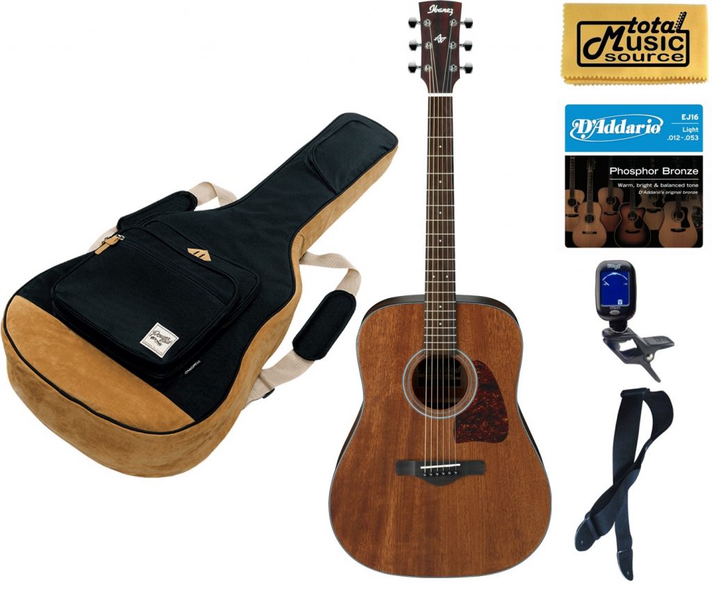 Ibanez AW54OPN Artwood Dreadnought Acoustic Guitar - Black Bag Bundle