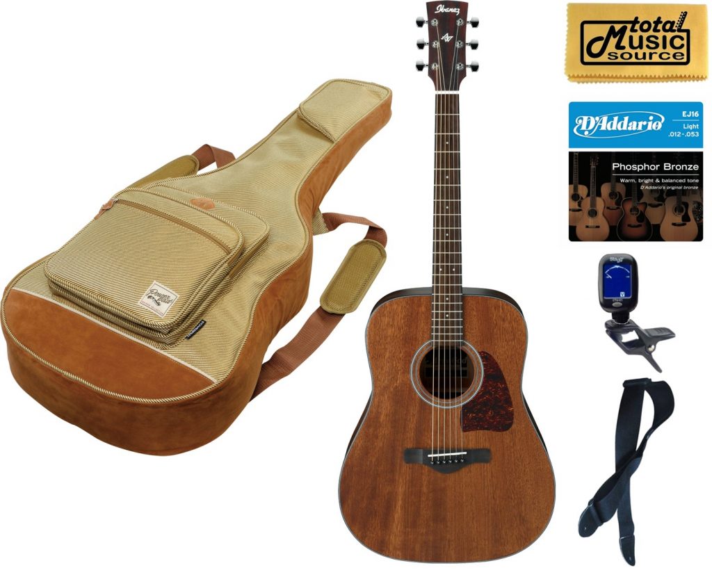Ibanez AW54OPN Artwood Dreadnought Acoustic Guitar - Tweed Bag Bundle