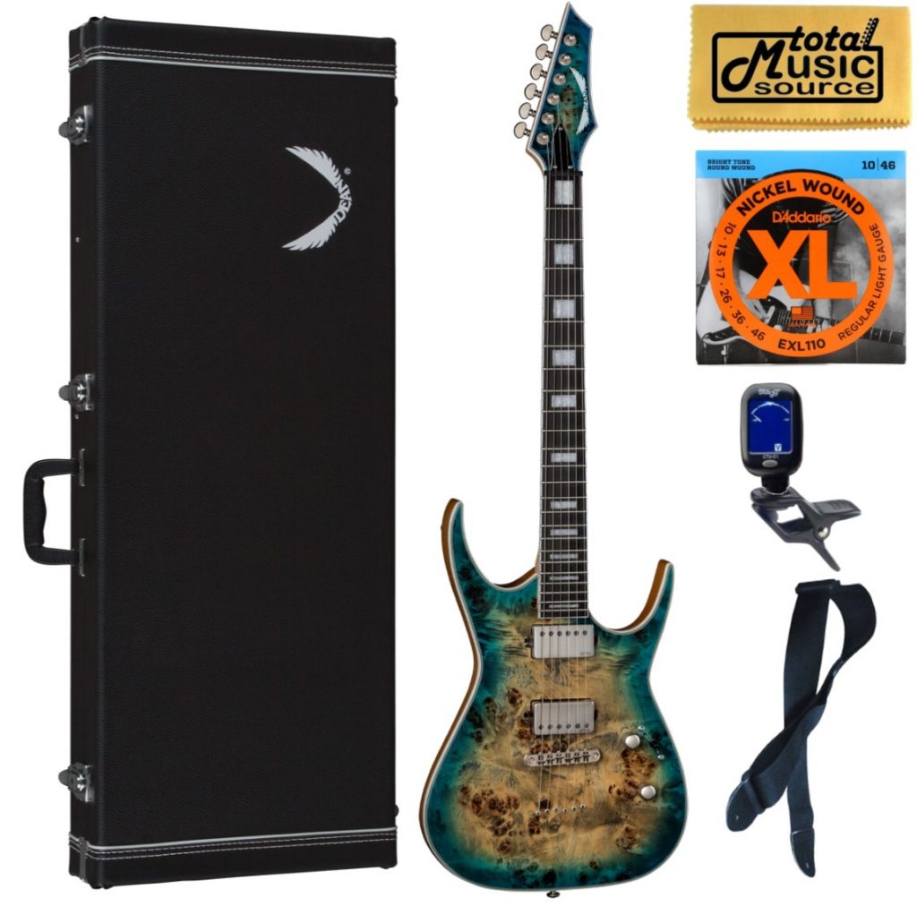 Dean Exile Select 6 String Guitar, Satin Turquoise Burst, Hard Case Bundle