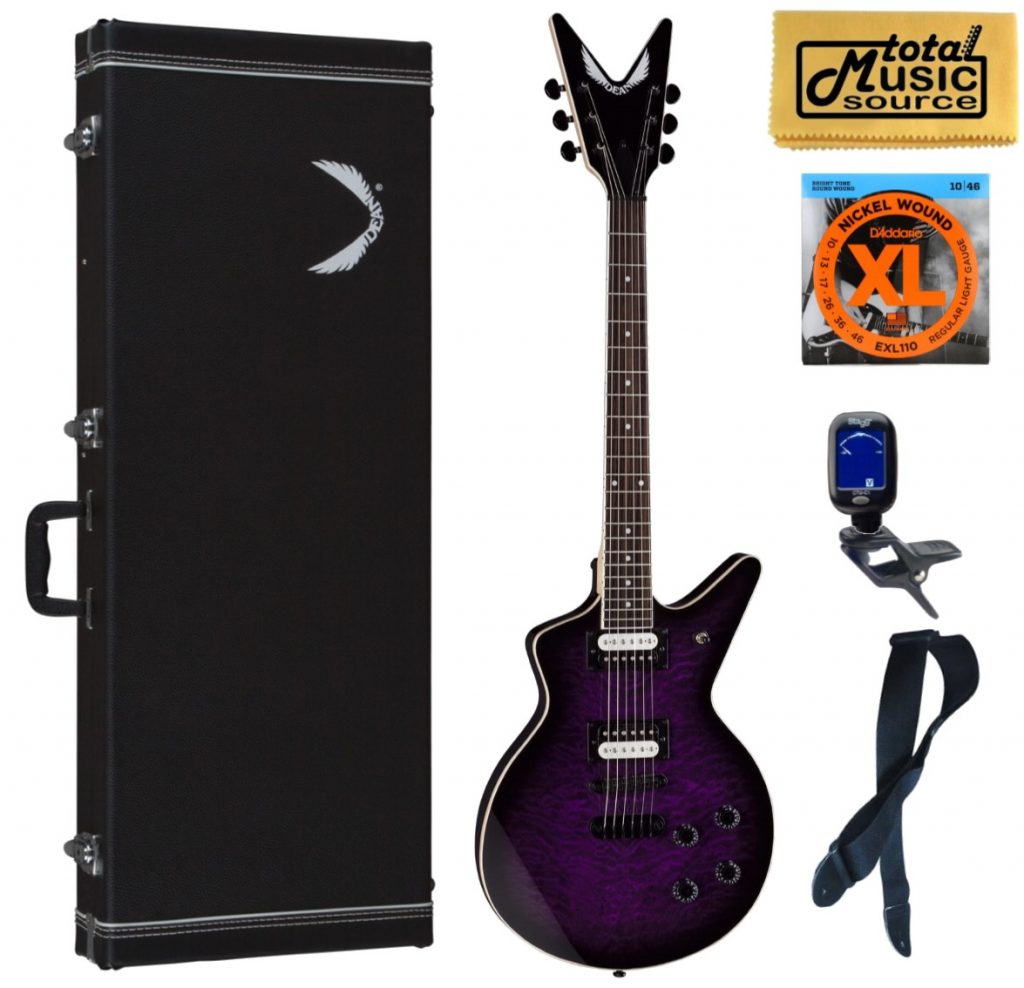 Dean Cadillac X Electric Guitar, Trans Purple Burst, Hard Case Bundle