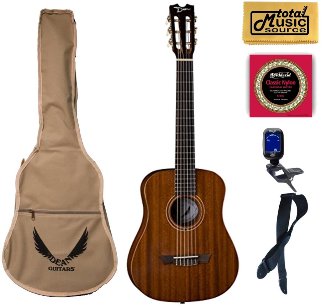 Dean FLY NYL MAH Travel Acoustic Guitar with Gigbag Bundle