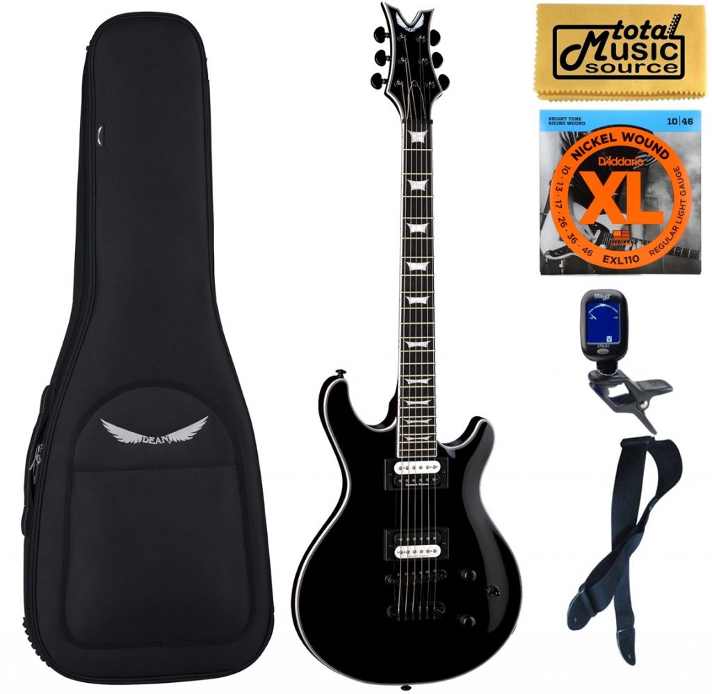 Dean Icon Select Solid-Body Electric Guitar, Classic Black, Bag Bundle