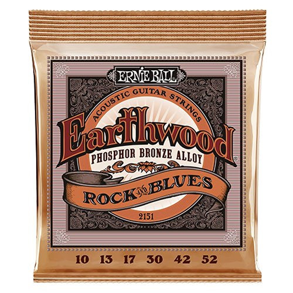 Ernie Ball P02151 Earthwood Rock & Blues Phosphor Bronze Acoustic String Set .010 - .052