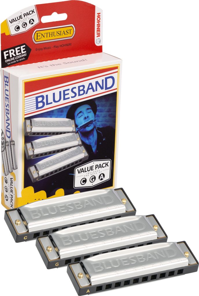 Hohner Bluesband Harmonica 3 Piece Pro Pack in the Keys of G, C & A
