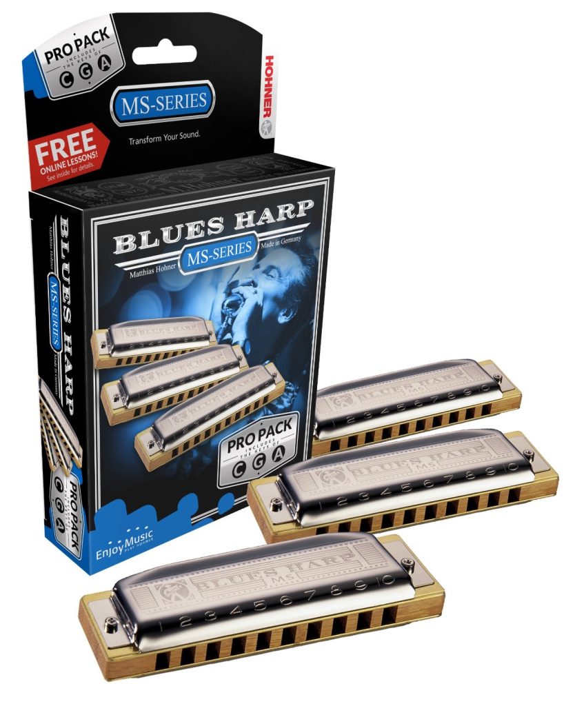 Hohner Blues Harp Pro Pack 3-piece Harmonica Set, 3P532BX