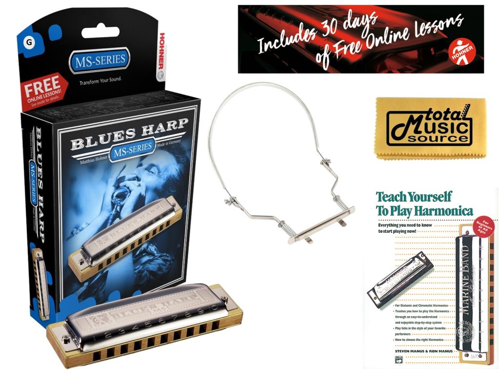 Hohner Blues Harp Harmonica - Key of G, TMS Bundle, 532BX-G