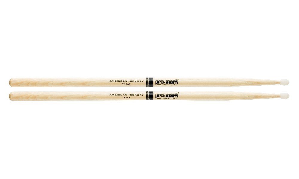 Pro-Mark Hickory Drum Sticks, 5A Oval Nylon Tips, Medium, Made in USA, TX5AN