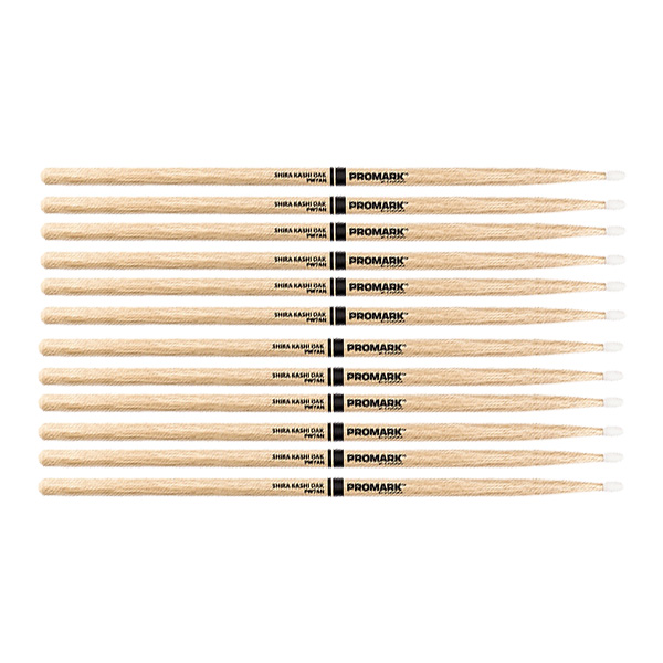 6 PACK Promark PW7AN Japanese Shira Kashi White Oak 7A Nylon tip drumsticks PW7AN-6