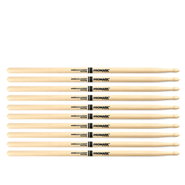 5 PACK Promark TX747W American Hickory Wood Tip TX747W-5