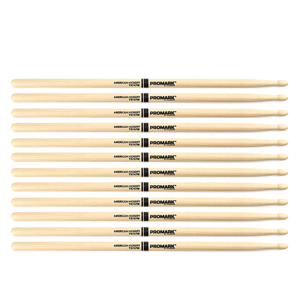 6 PACK Promark TX747W American Hickory Wood Tip TX747W-6