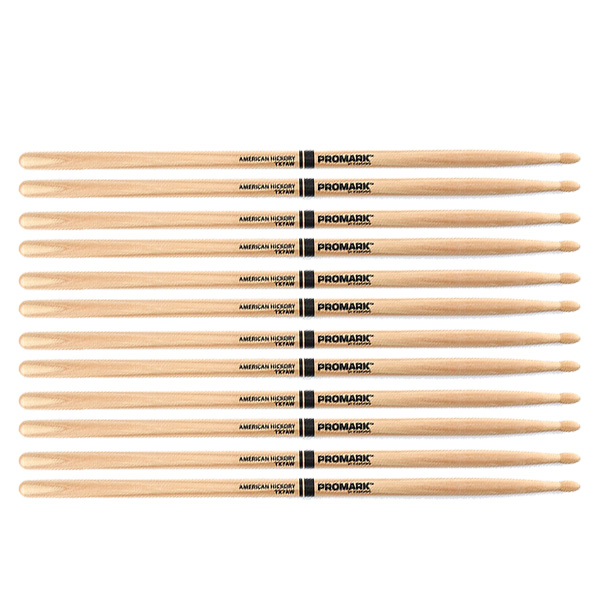6 PACK Promark TX7AW American Hickory Wood Tip TX7AW-6