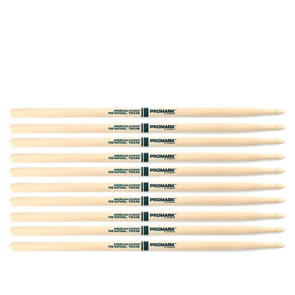 5 PACK Promark TXR5BW American Hickory Natural Wood Tip, Unlacquered TXR5BW-5