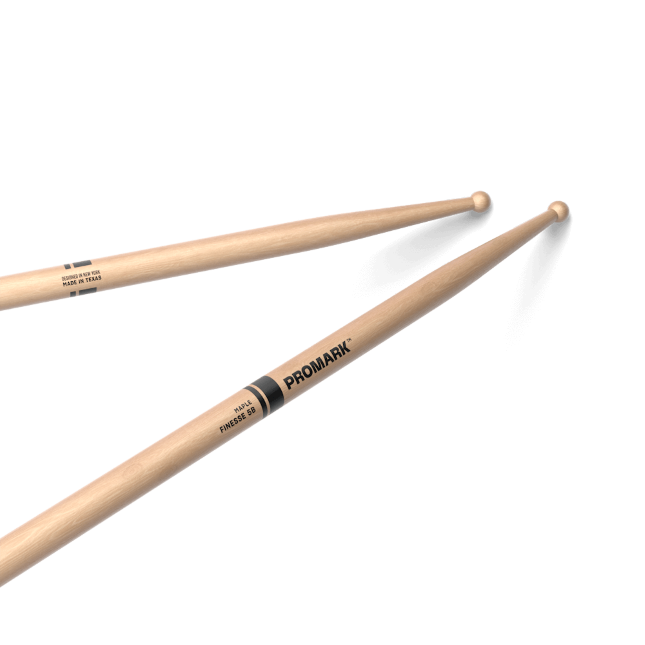 ProMark Finesse 5B Maple Drumsticks, Small Round Wood Tip, One Pair