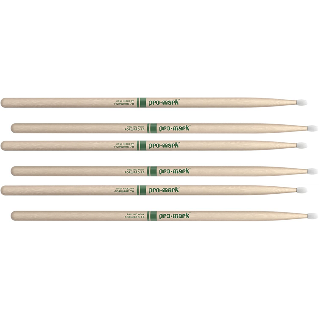 3 PACK ProMark American Hickory 7A Natural Nylon Drum Sticks