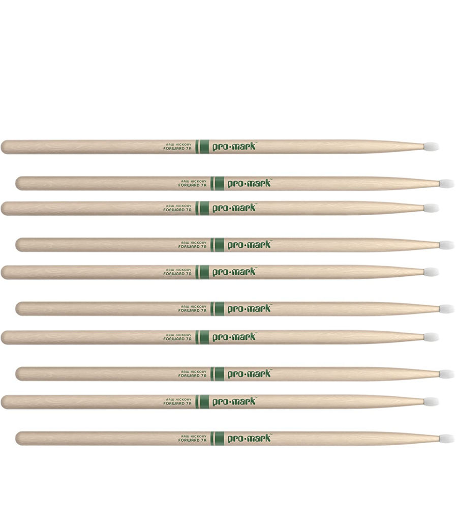 5 PACK ProMark American Hickory 7A Natural Nylon Drum Sticks