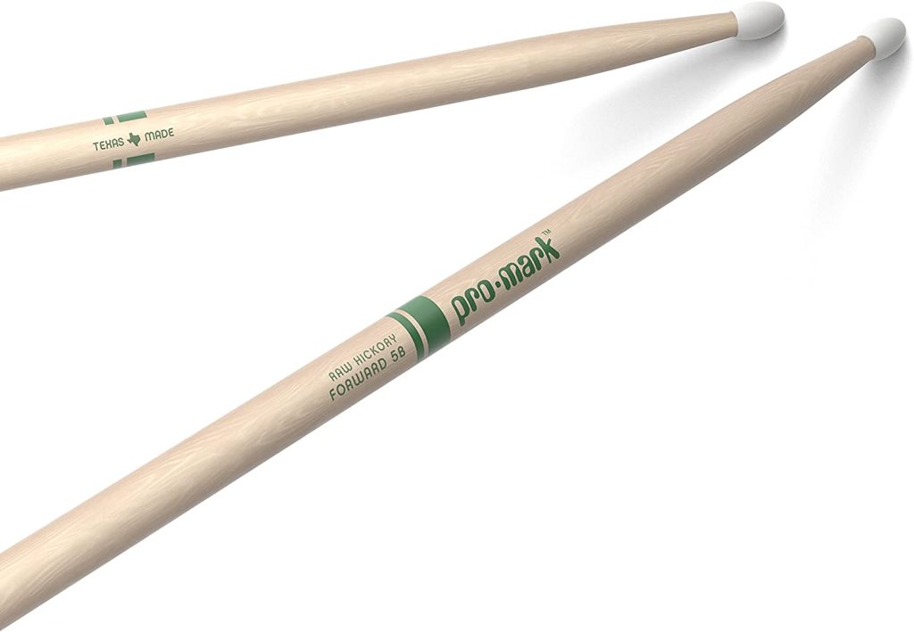 ProMark Classic Forward 5B Raw Hickory Drumsticks, Oval Nylon Tip, One Pair