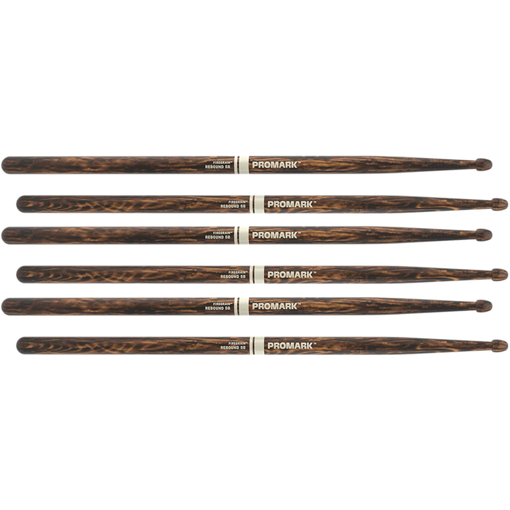 3 Pack Promark 5B Drumsticks FireGrain Rebound  Acorn Tip Drum Sticks