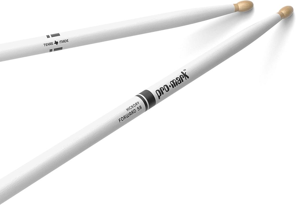 ProMark Classic Forward 5B Painted White Hickory Drumsticks, Oval Wood Tip, One Pair