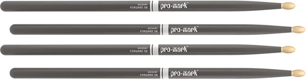 2 PACK ProMark Classic Forward 5B Painted Gray Hickory Drumsticks, Oval Wood Tip
