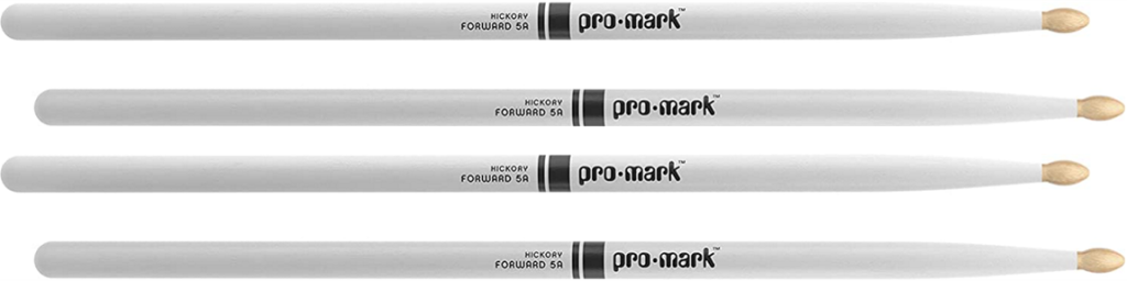 2 PACK ProMark Classic Forward 5A Painted White Hickory Drumsticks, Oval Wood Tip