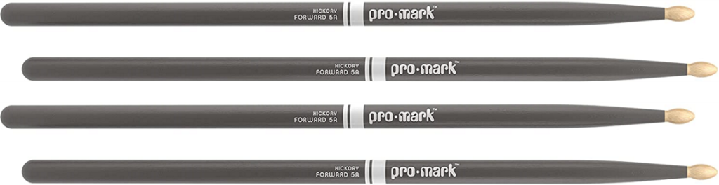 2 PACK ProMark Classic Forward 5A Painted Gray Hickory Drumsticks, Oval Wood Tip