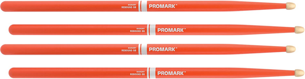 2 PACK ProMark Rebound 5B Painted Orange Hickory Drumsticks, Acorn Wood Tip