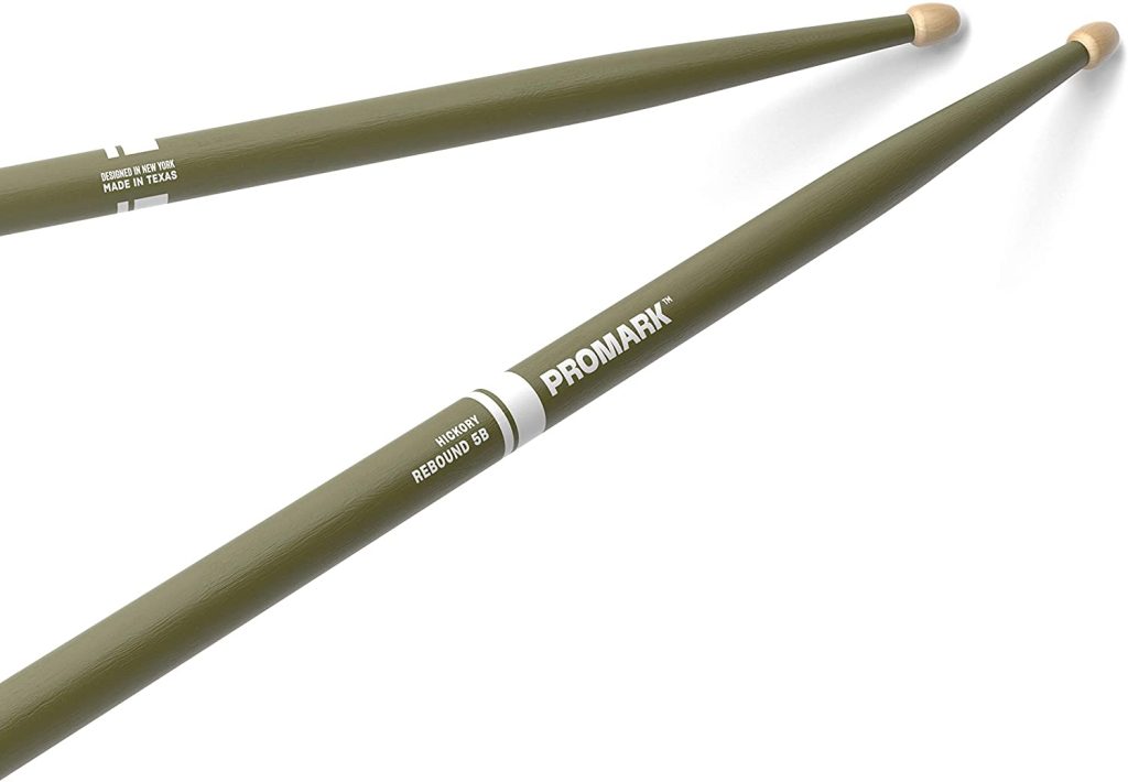 ProMark Rebound 5B Painted Green Hickory Drumsticks, Acorn Wood Tip, One Pair