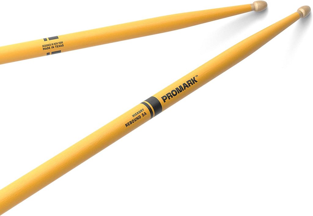 ProMark Rebound 5A Painted Yellow Hickory Drumsticks, Acorn Wood Tip, One Pair