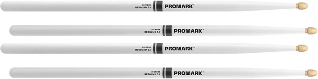 2 PACK ProMark Rebound 5A Painted White Hickory Drumsticks, Acorn Wood Tip