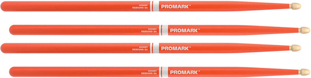 2 PACK ProMark Rebound 5A Painted Orange Hickory Drumsticks, Acorn Wood Tip