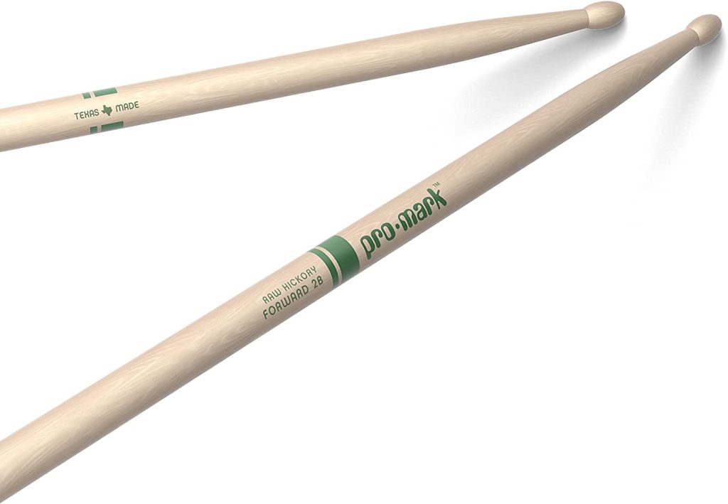 ProMark Classic Forward 2B Raw Hickory Drumsticks, Oval Wood Tip, One Pair